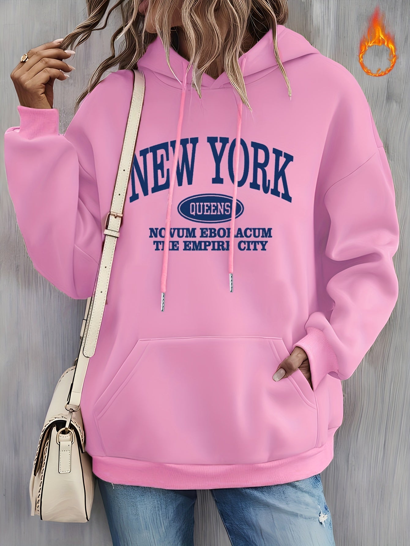 New York Print Drawstring Hoodie