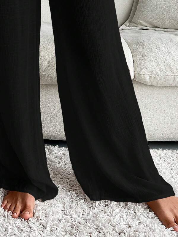 Wide Leg Cover-Up Pants with Front Tie