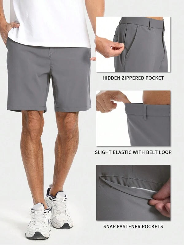 Casual Solid Sport Shorts with Slant Pockets