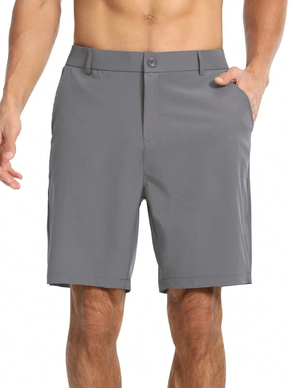 Casual Solid Sport Shorts with Slant Pockets