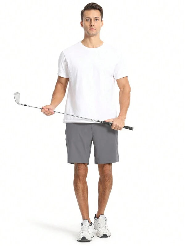 Casual Solid Sport Shorts with Slant Pockets