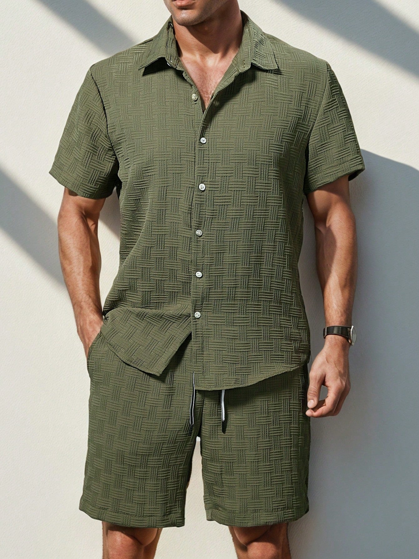 Button Up Short Sleeve Shirt & Shorts Set