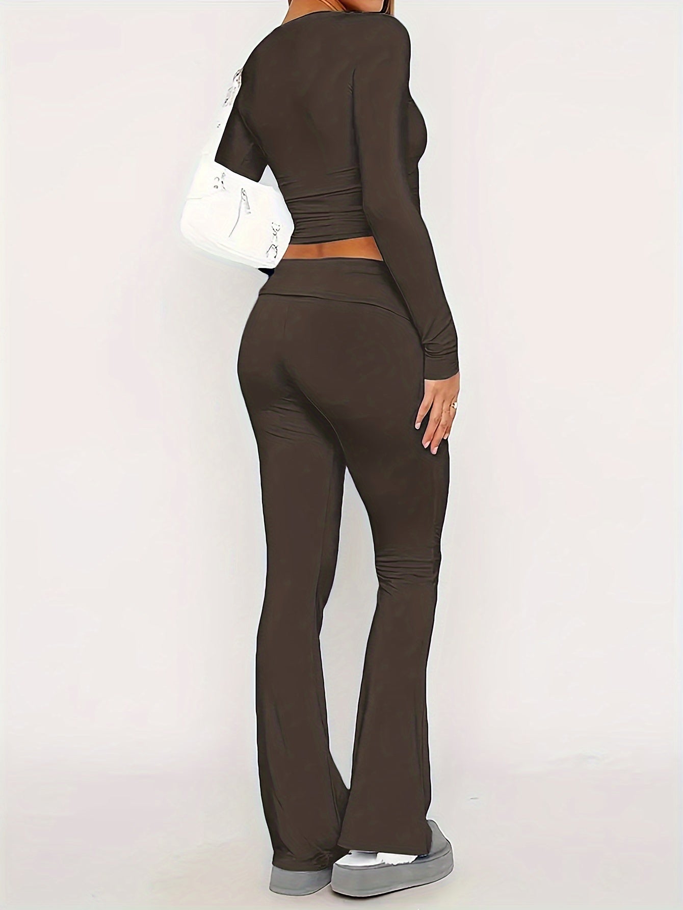 Slim Fit Crop Top & Flare Pants Lounge Set