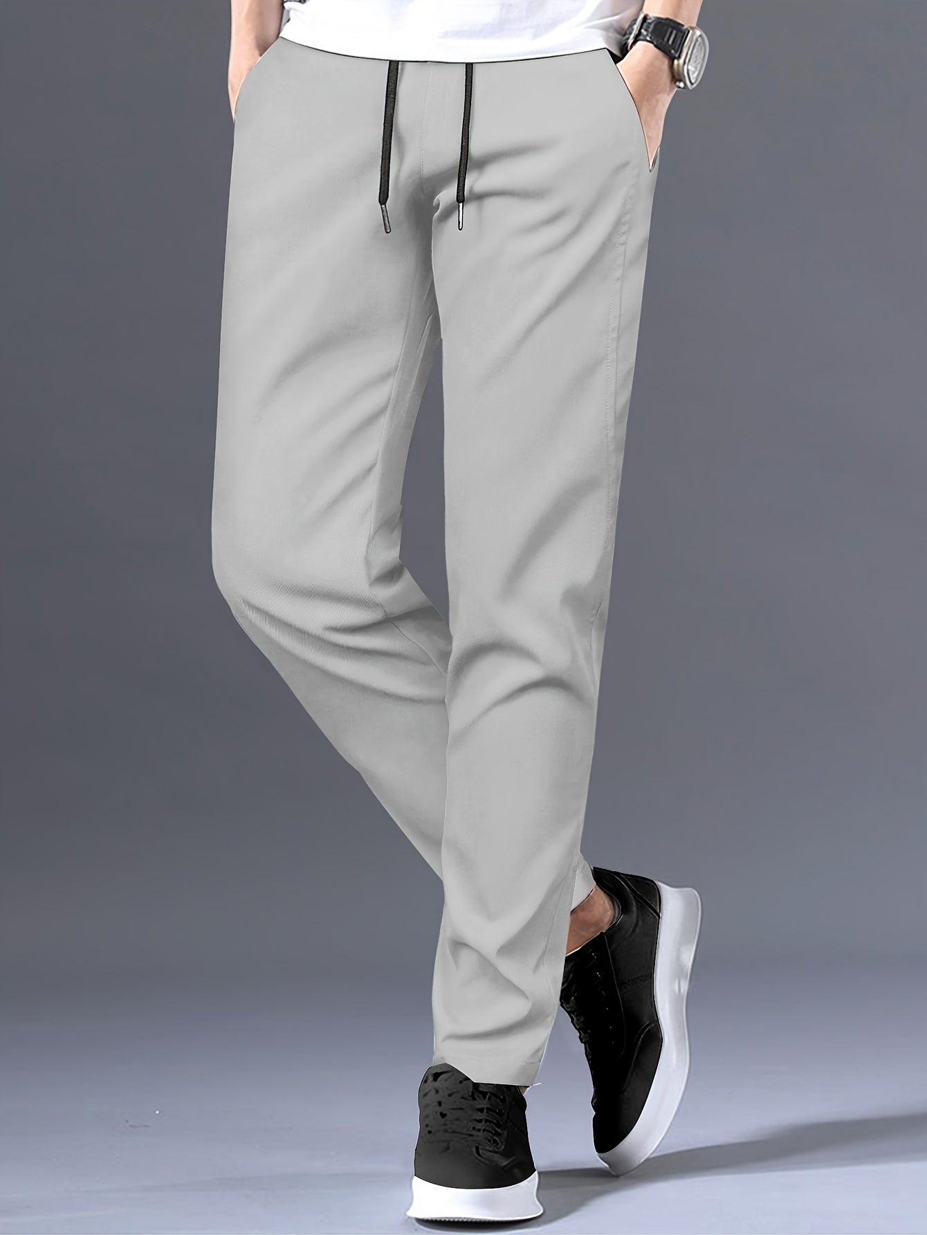 Stylish Solid Drawstring Pants with Pockets