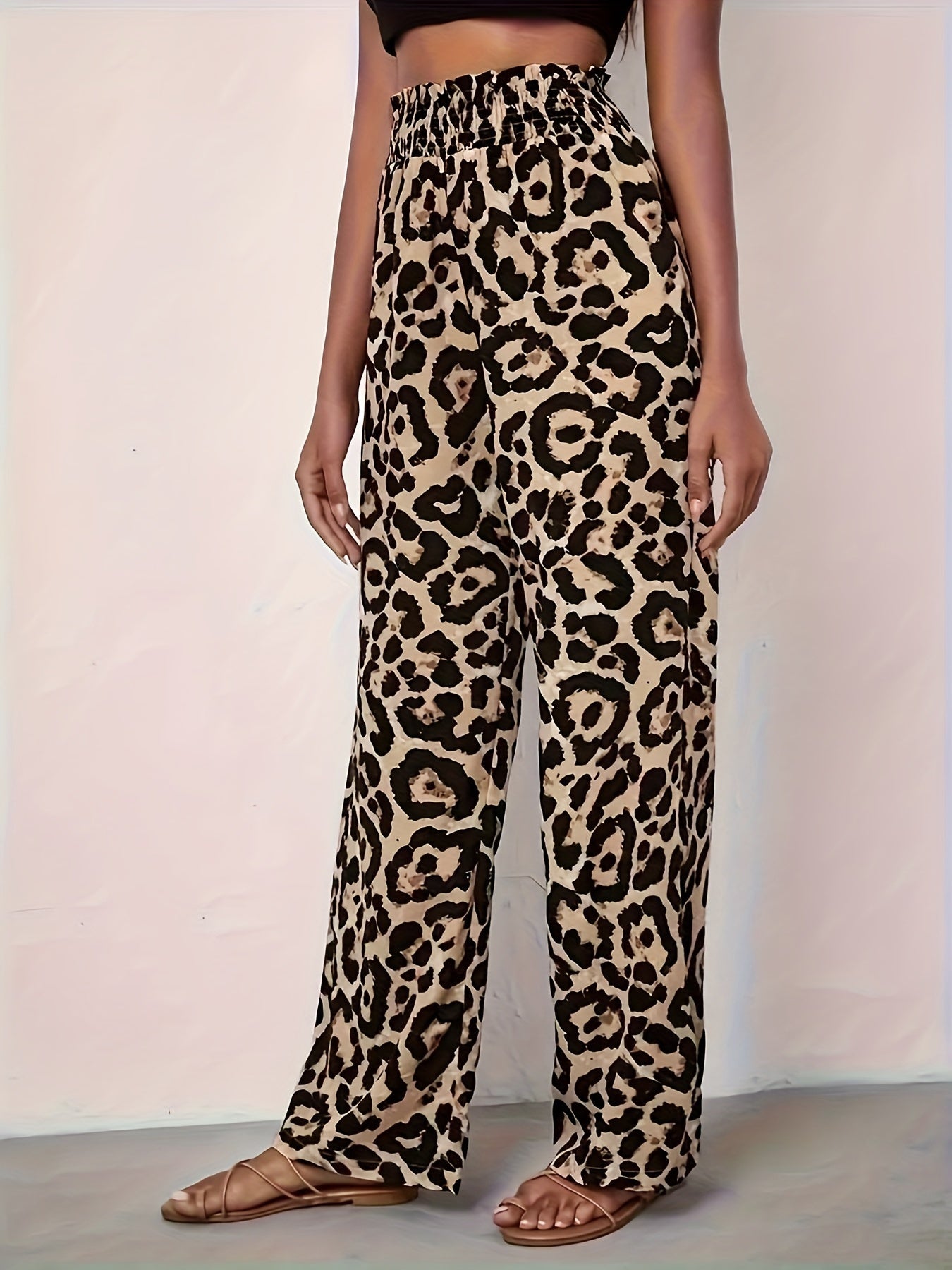 Leopard Print Wide Leg Pants