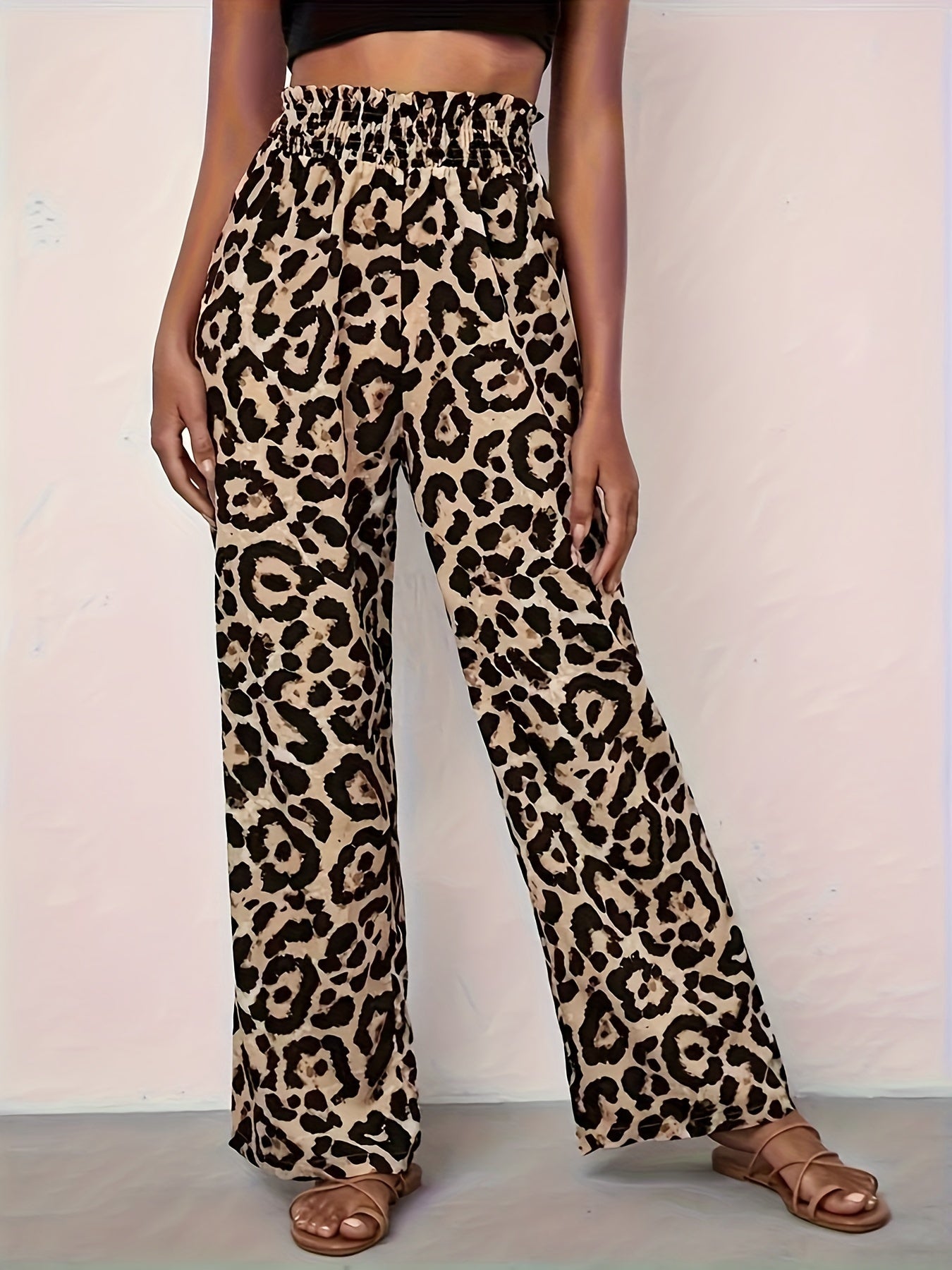 Leopard Print Wide Leg Pants