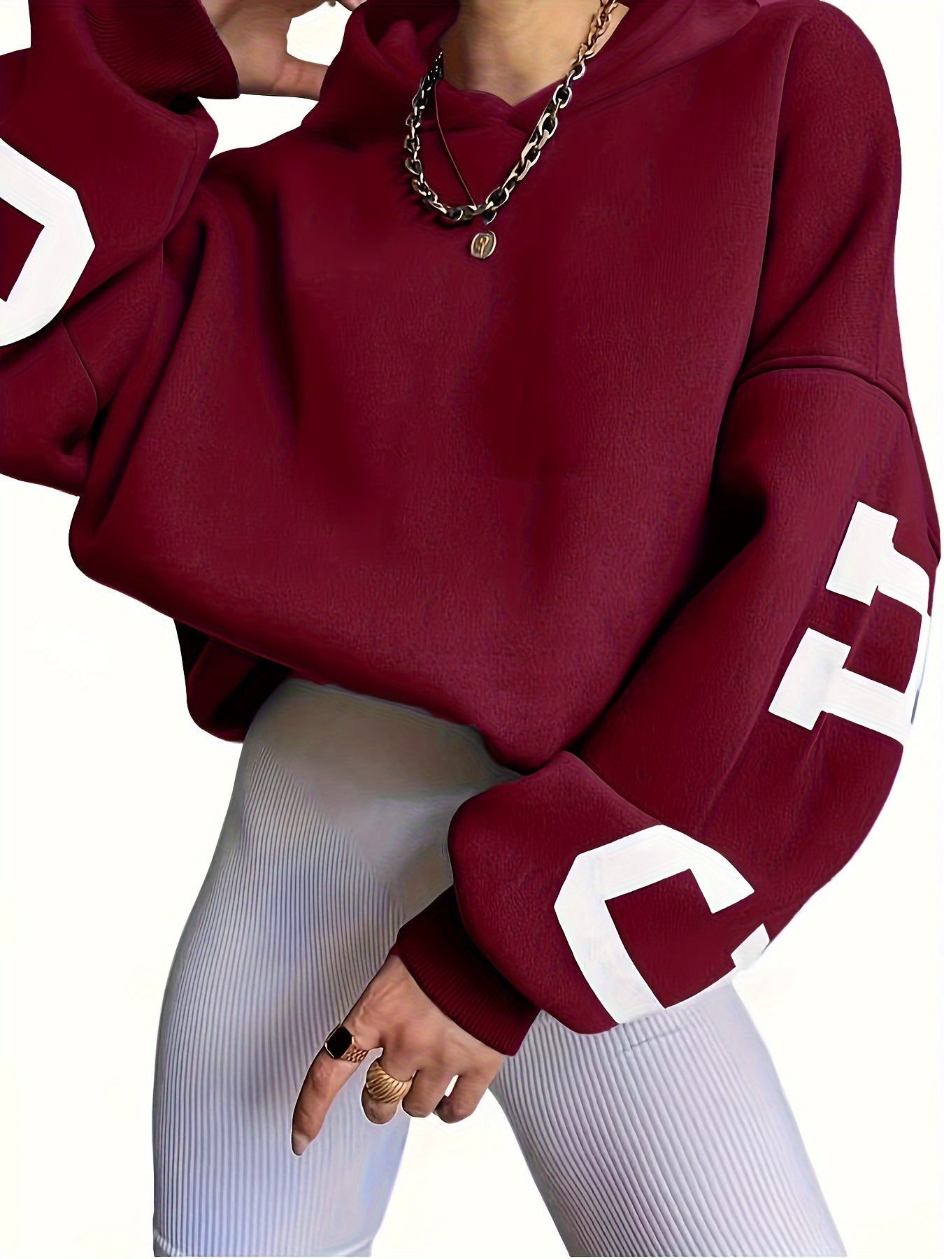 Letter Print Drop Shoulder Oversized Hoodie