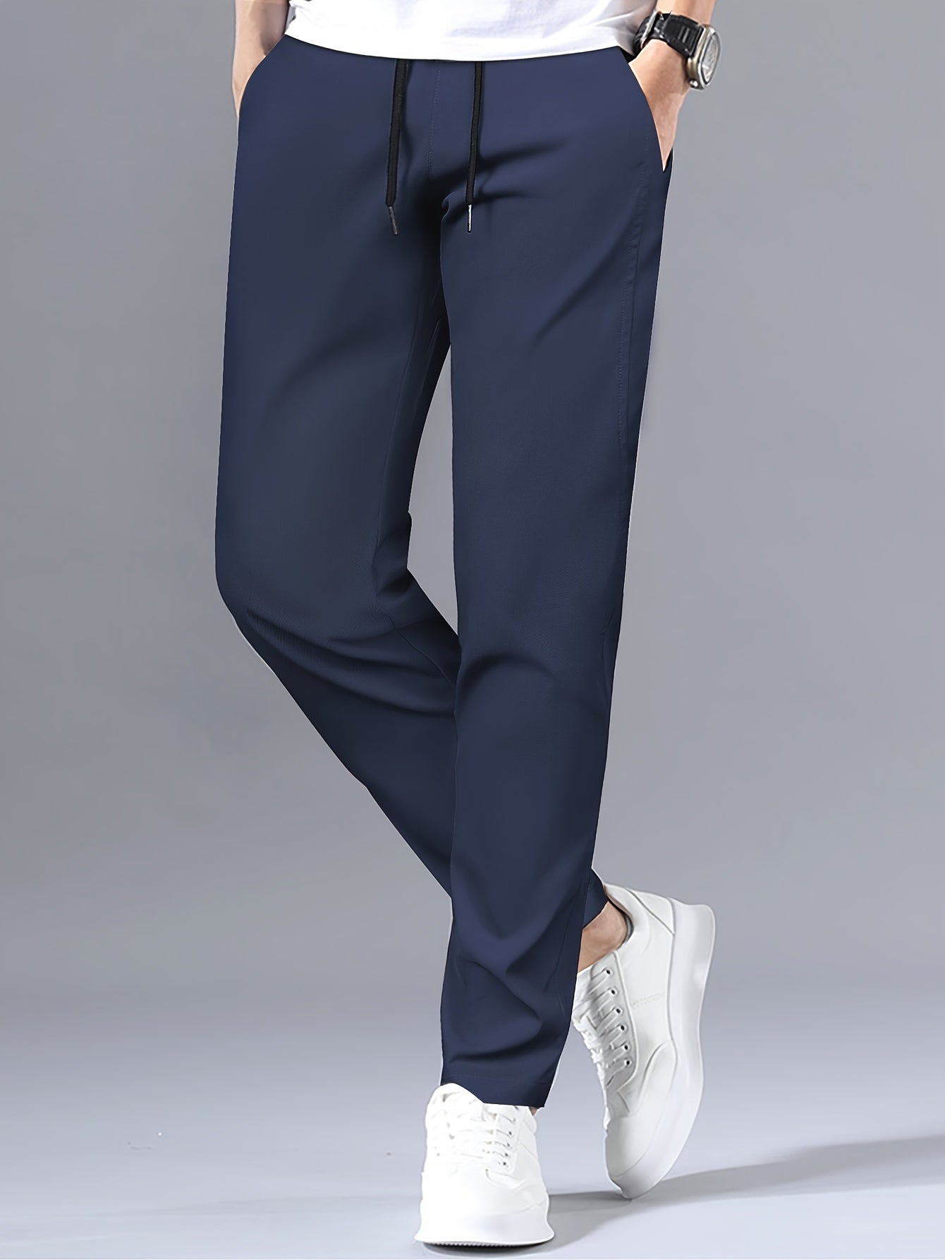 Stylish Solid Drawstring Pants with Pockets