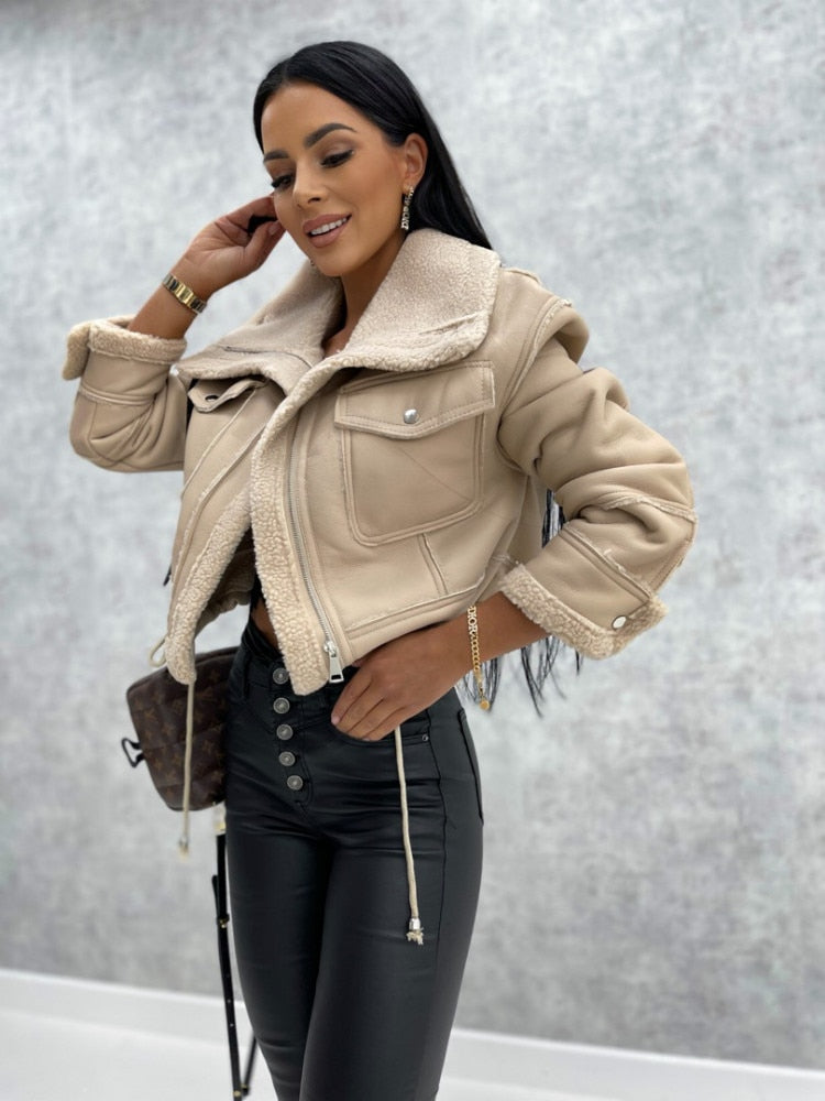 Leather Jacket with Warm Wool