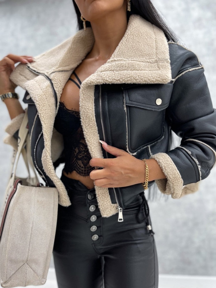 Leather Jacket with Warm Wool