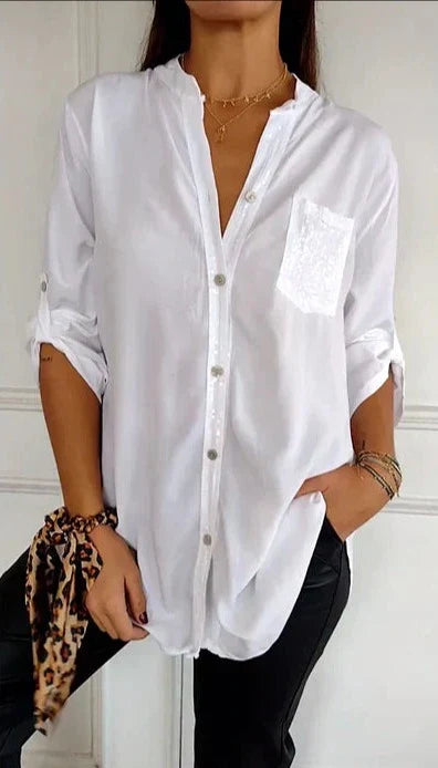 Casual Buttoned Top with Sequins