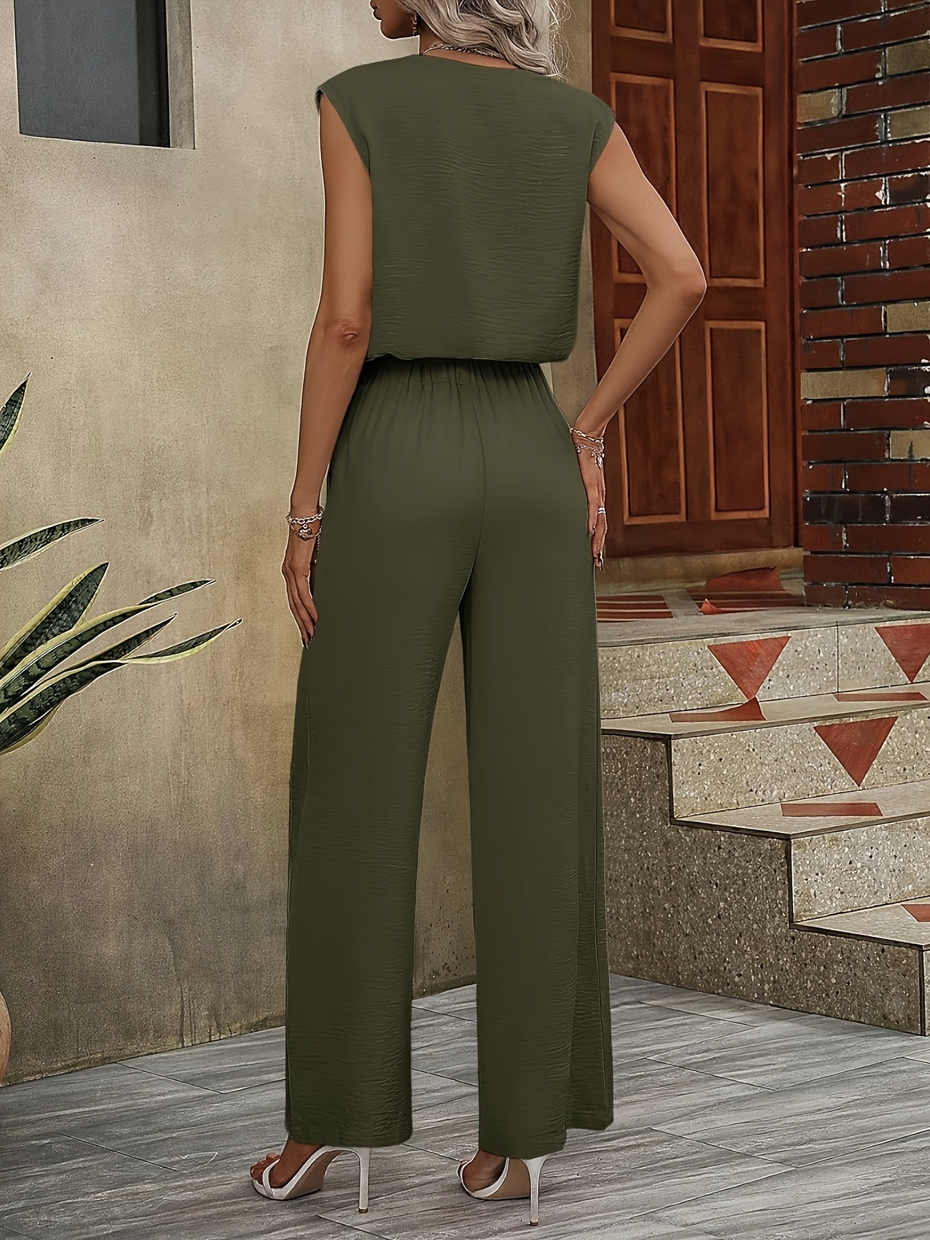 Elegant V-Neck Tank & Belted Pants Set