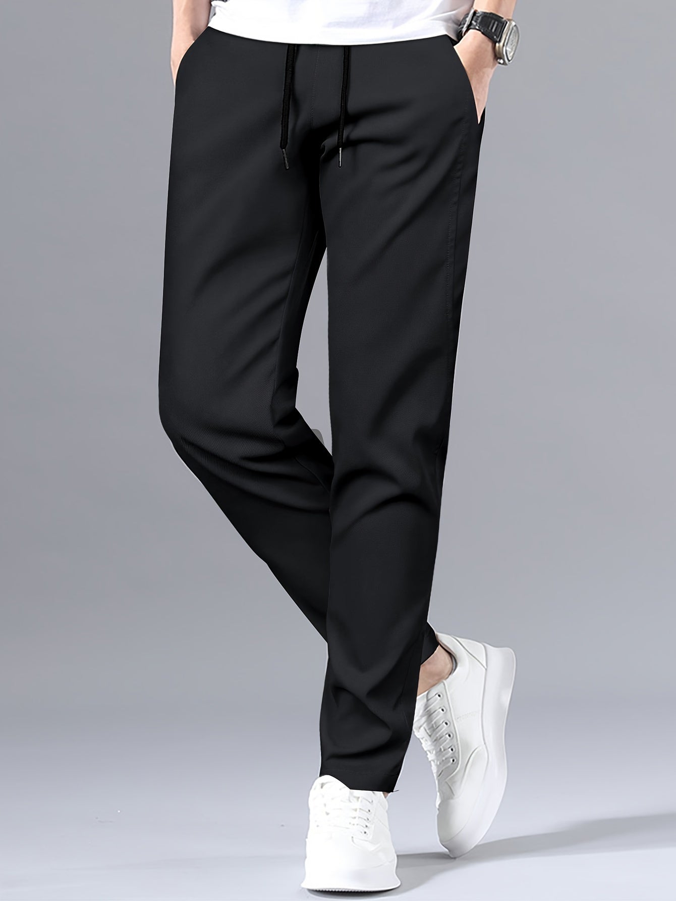 Stylish Solid Drawstring Pants with Pockets