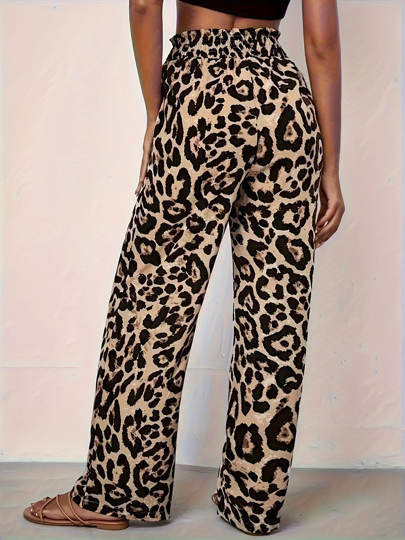 Leopard Print Wide Leg Pants