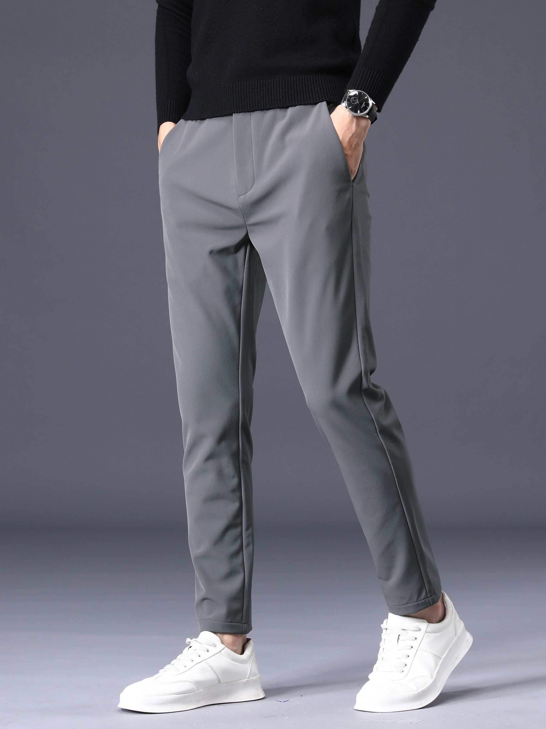 Solid Pants with Pockets for Outdoor Activities