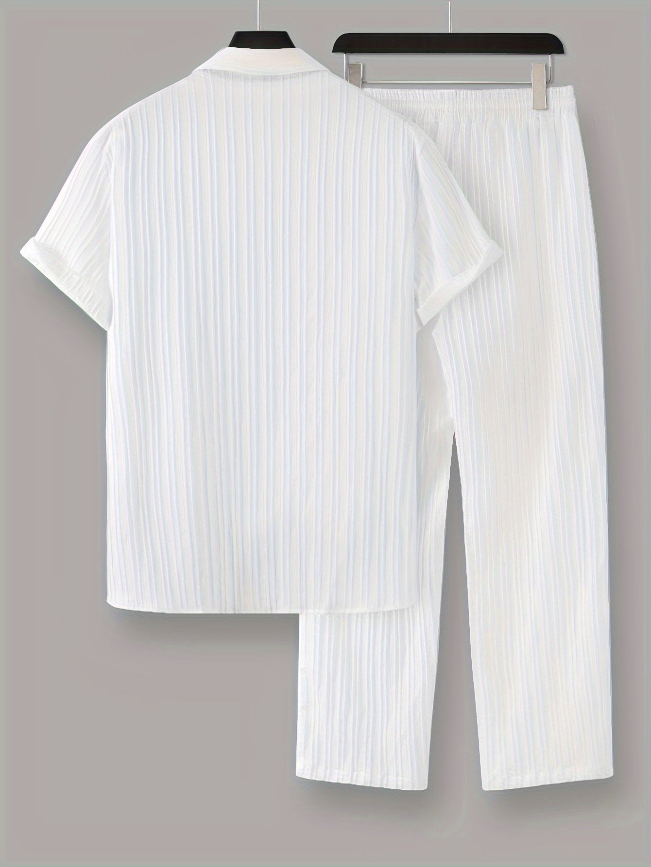 Ruffled Lapel Shirt & Drawstring Pants Set