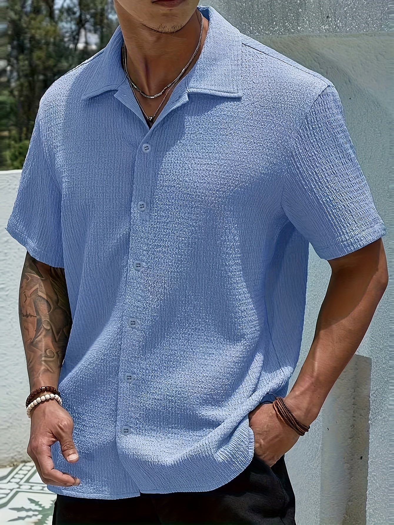 Casual Short Sleeve Button-Up Shirt