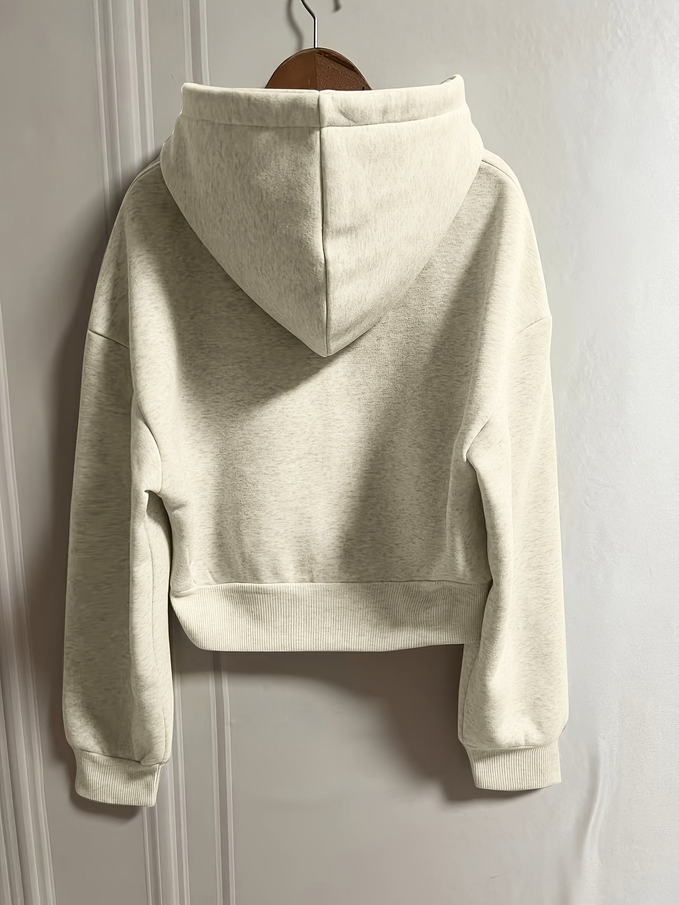 Solid Zip-Up Drawstring Hoodie