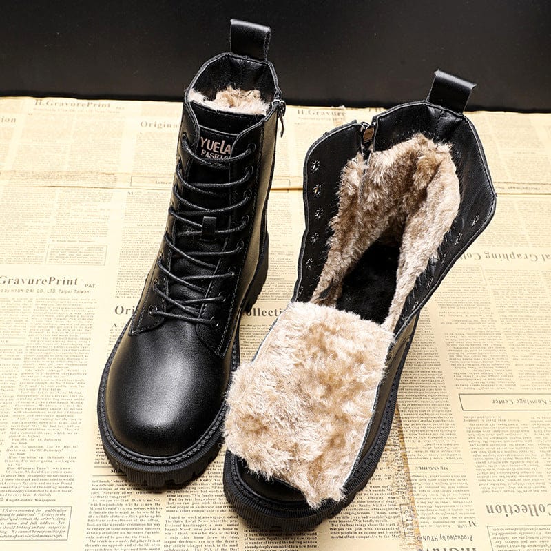 Black Leather Winter Boots