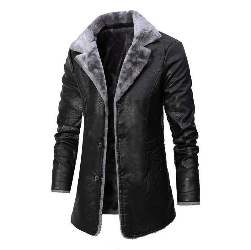 LONG LEATHER WINTER COAT